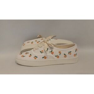 Soludos Marin Orange Fruit & Leaf Embroidered Ivory Sneakers Shoes Size 10 NWOT